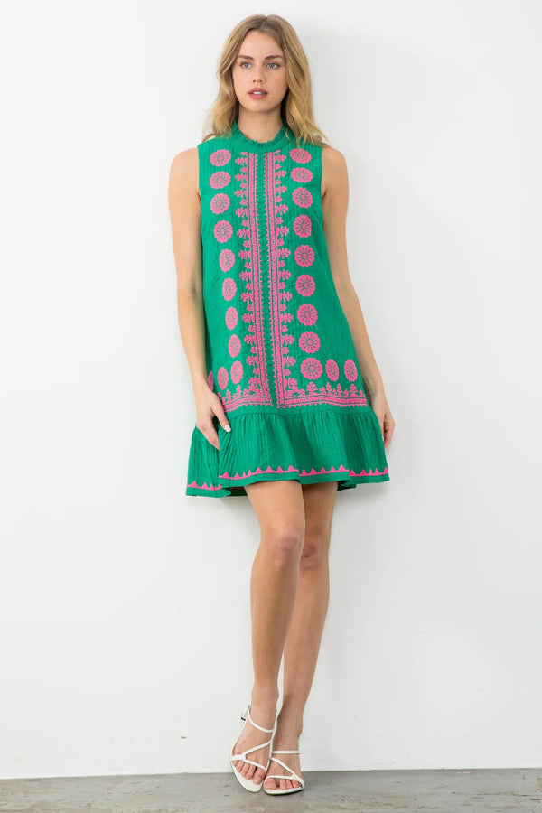 Sleeveless Embroidered Dress
