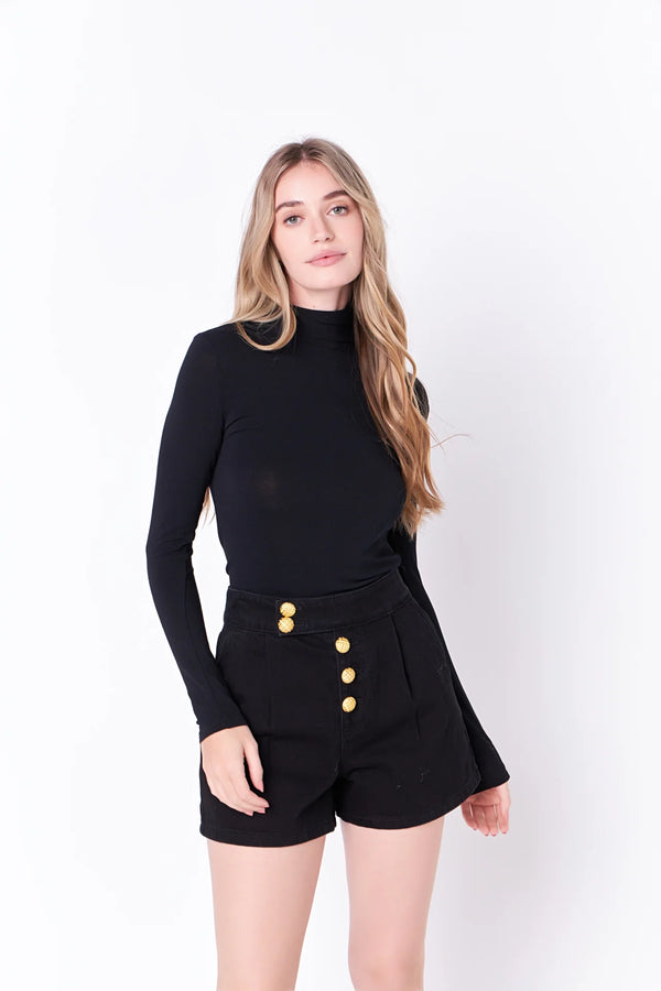 Buttoned Denim Shorts