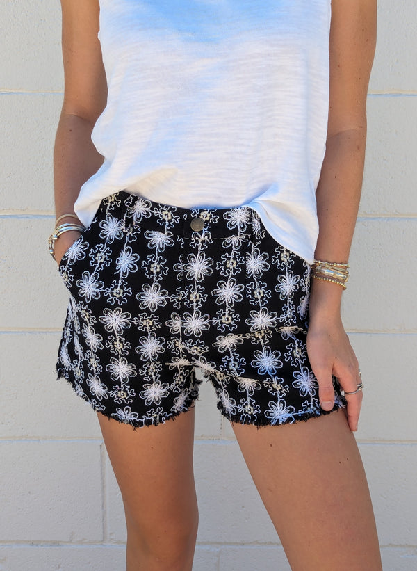 Embroidered Tweed Shorts