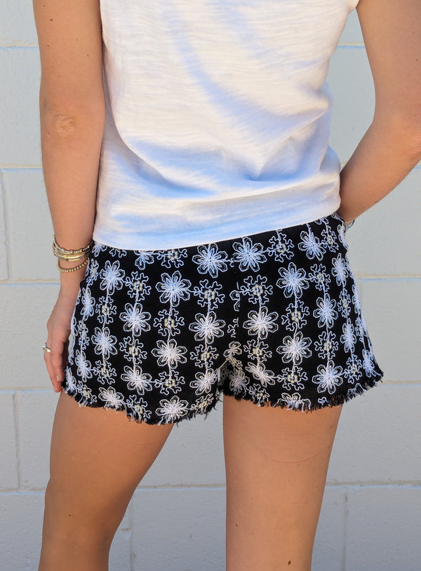 Embroidered Tweed Shorts