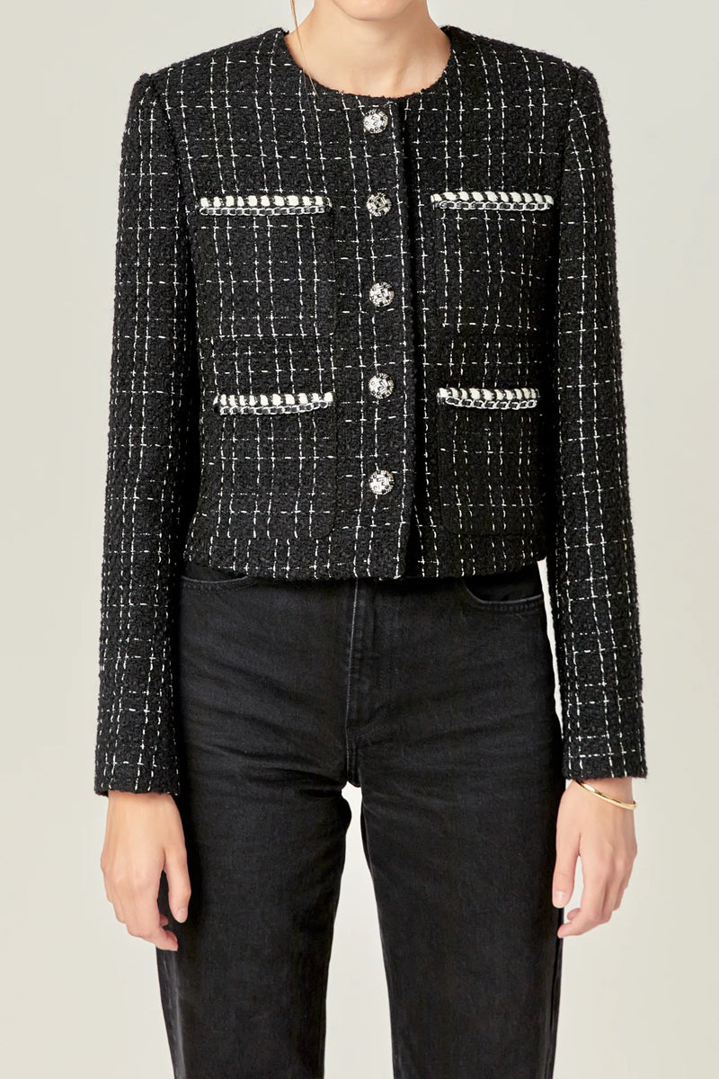 Black and White Tweed Jacket – Barlow Fashion