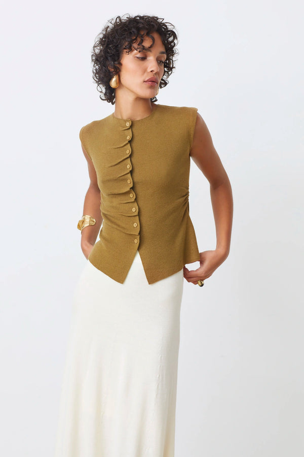 Pagni Thin Sleeveless Button Jumper