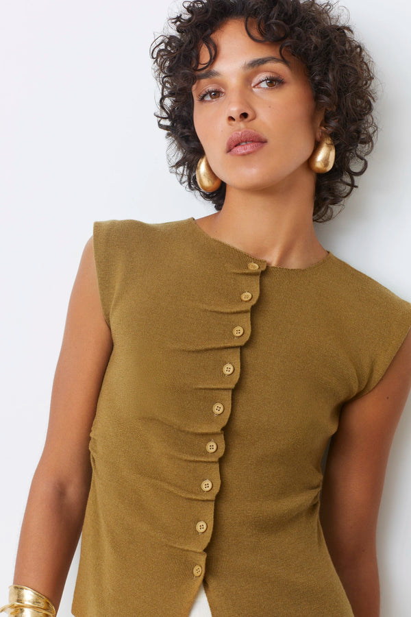 Pagni Thin Sleeveless Button Jumper