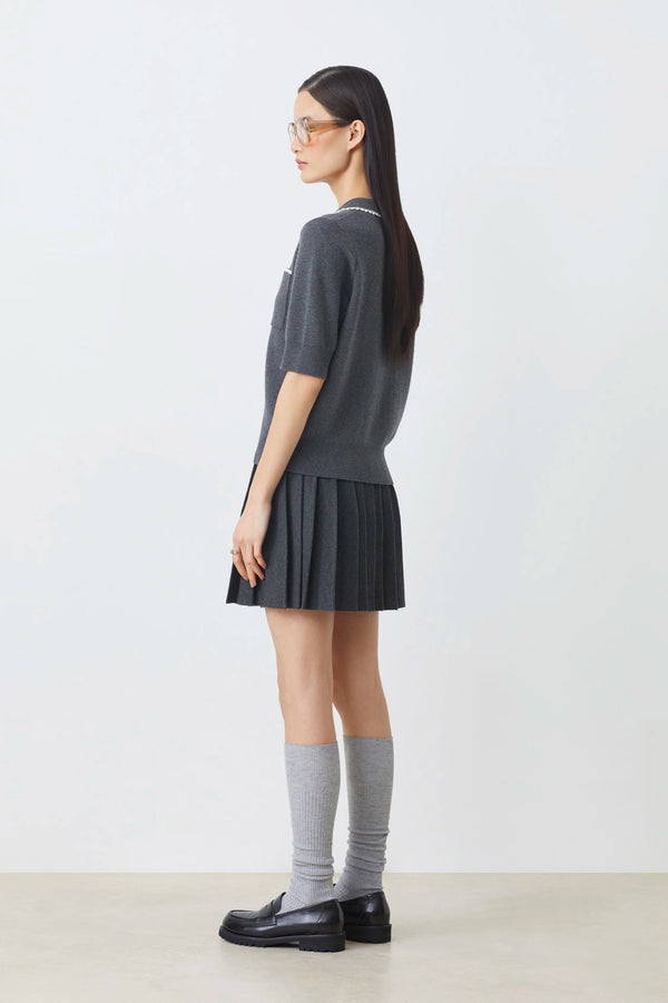 Polka Polo Shirt with Scalloped Edging