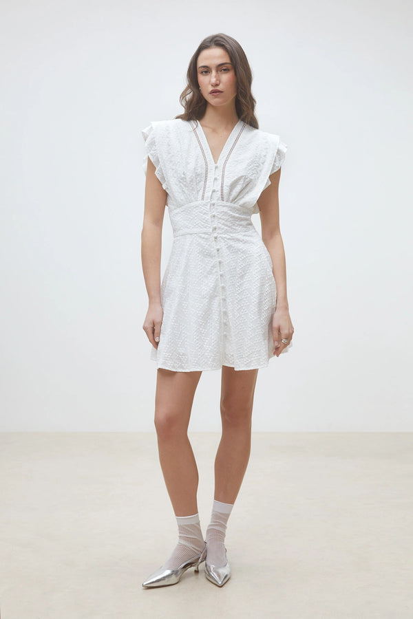 Cybille Short Embroidered Cotton Dress