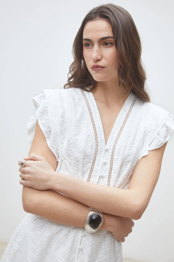 Cybille Short Embroidered Cotton Dress