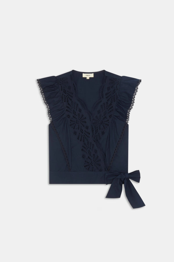 Lila Embroidered Sleeveless Blouse