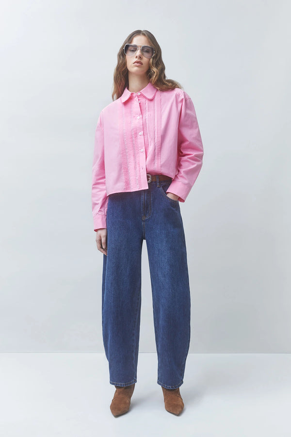 Libre Short Pleated Pink Blouse