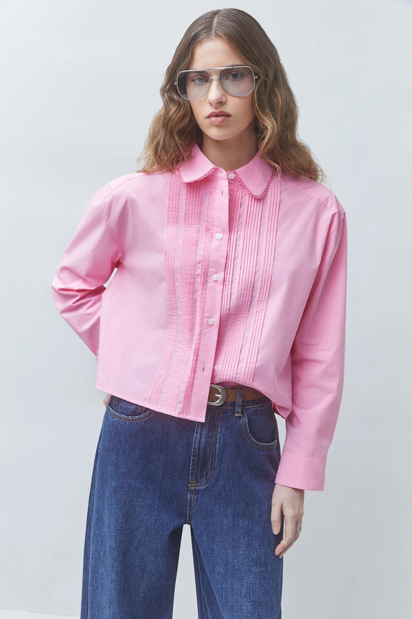 Libre Short Pleated Pink Blouse