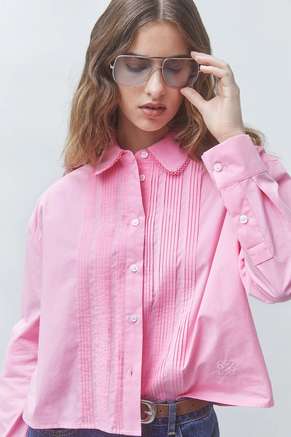 Libre Short Pleated Pink Blouse