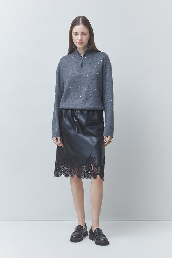 Pristo Short Hoodie with Rhinestone Details