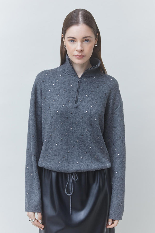 Pristo Short Hoodie with Rhinestone Details