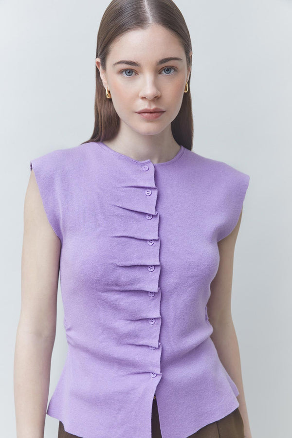 Pagni Thin Sleeveless Button Jumper