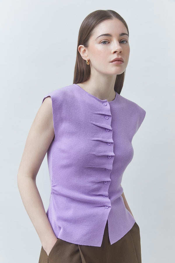 Pagni Thin Sleeveless Button Jumper