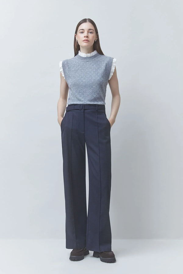 Pireo Short Sleeveless Jumper with Ruffle Details