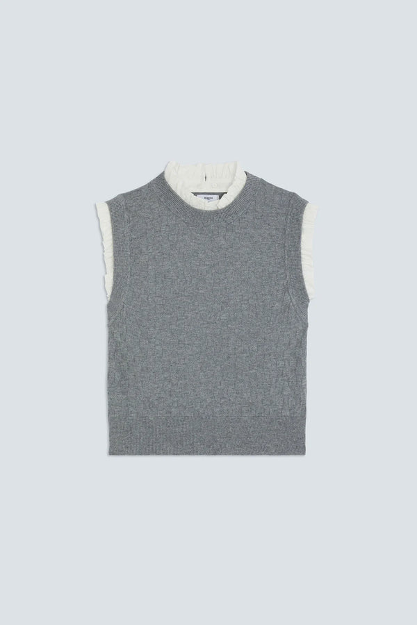 Pireo Short Sleeveless Jumper with Ruffle Details