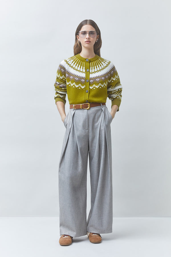 Gamori Wool Jacquard Cardigan