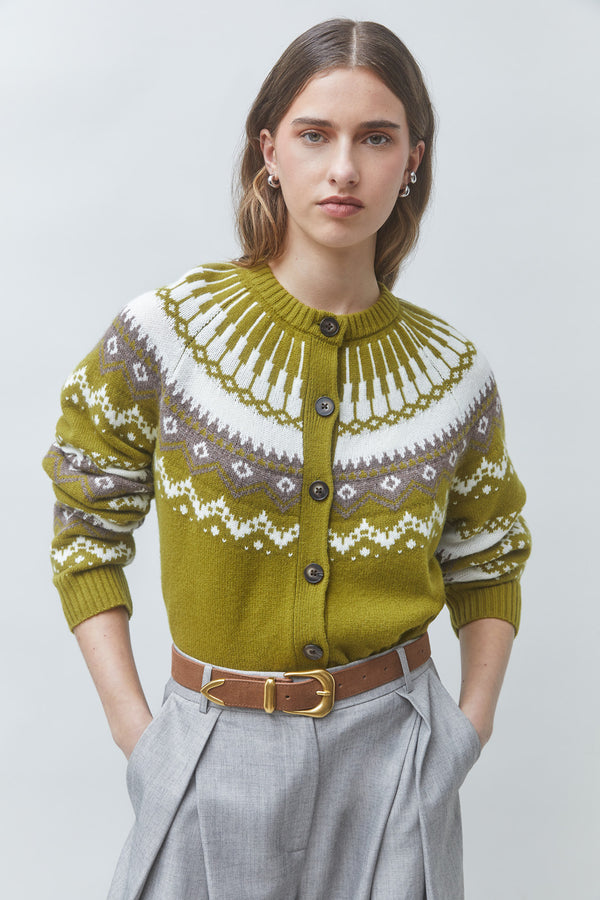 Gamori Wool Jacquard Cardigan