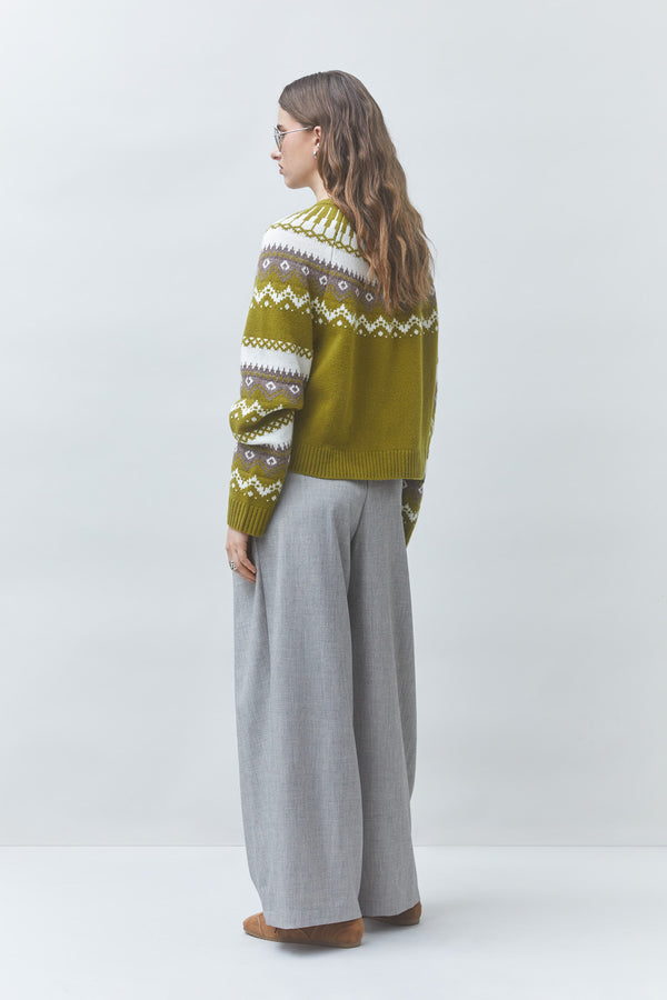Gamori Wool Jacquard Cardigan