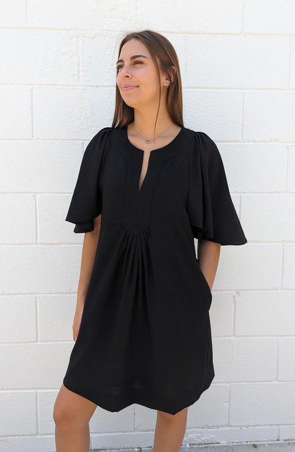 Flutter Bell Sleeves Dress with Pockets