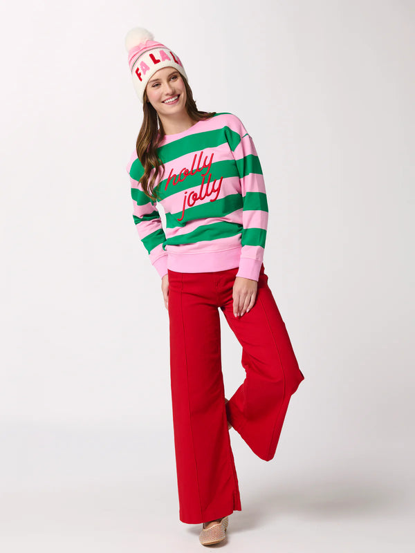 "Holly Jolly" Striped Classic Sweatshirt