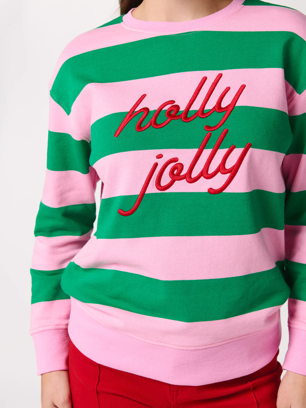 "Holly Jolly" Striped Classic Sweatshirt