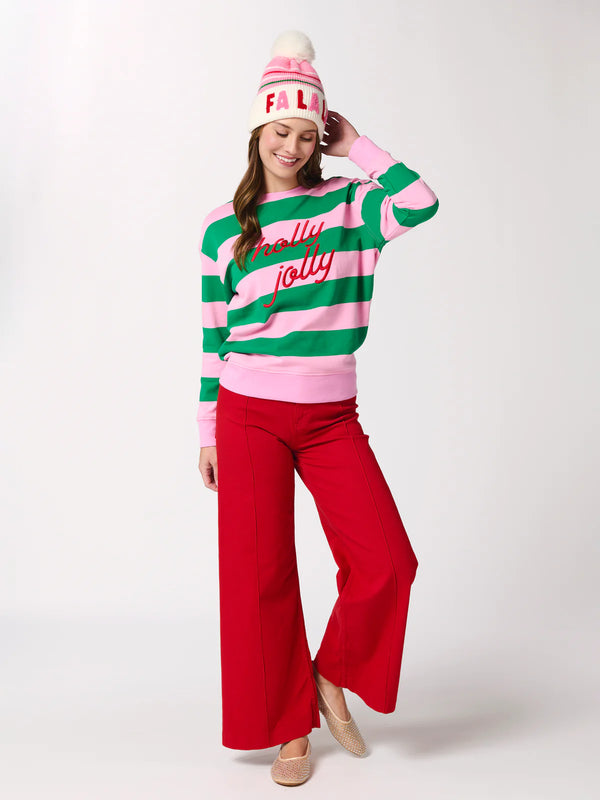 "Holly Jolly" Striped Classic Sweatshirt