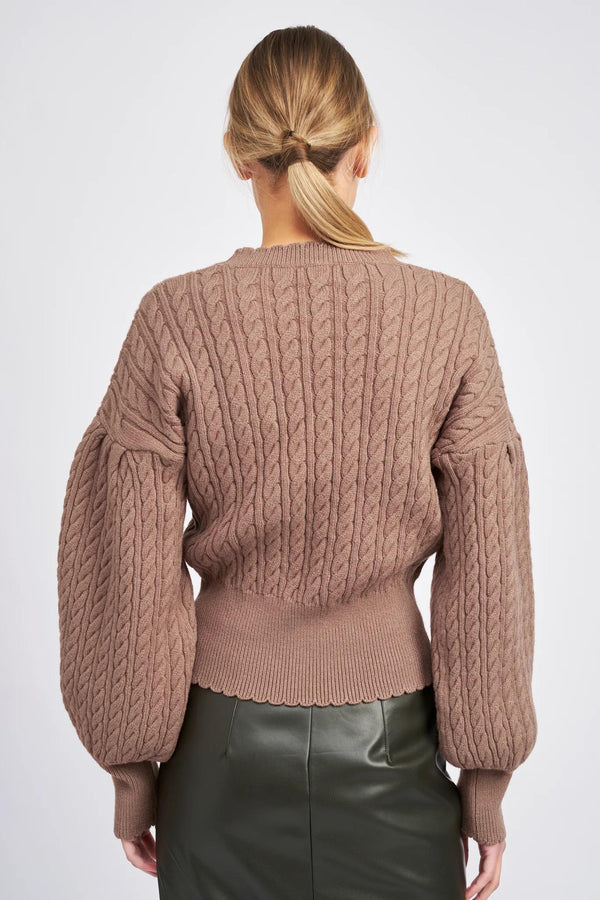 Puff Sleeve Cable Sweater