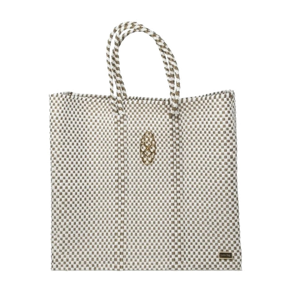 Medium White Gold Tote Bag