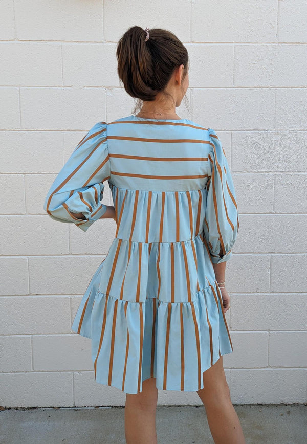 Striped Blouson Mini Dress
