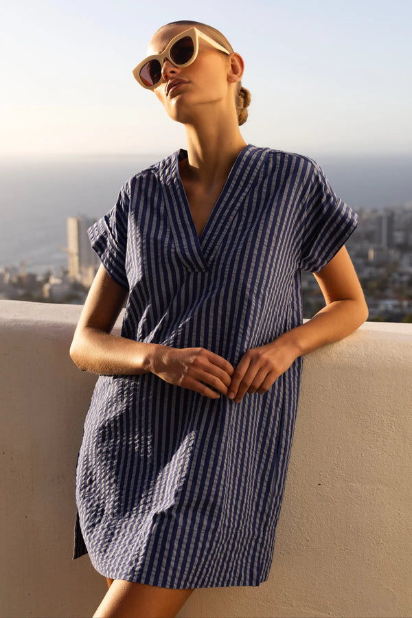V-Neck Roll Sleeve Mini