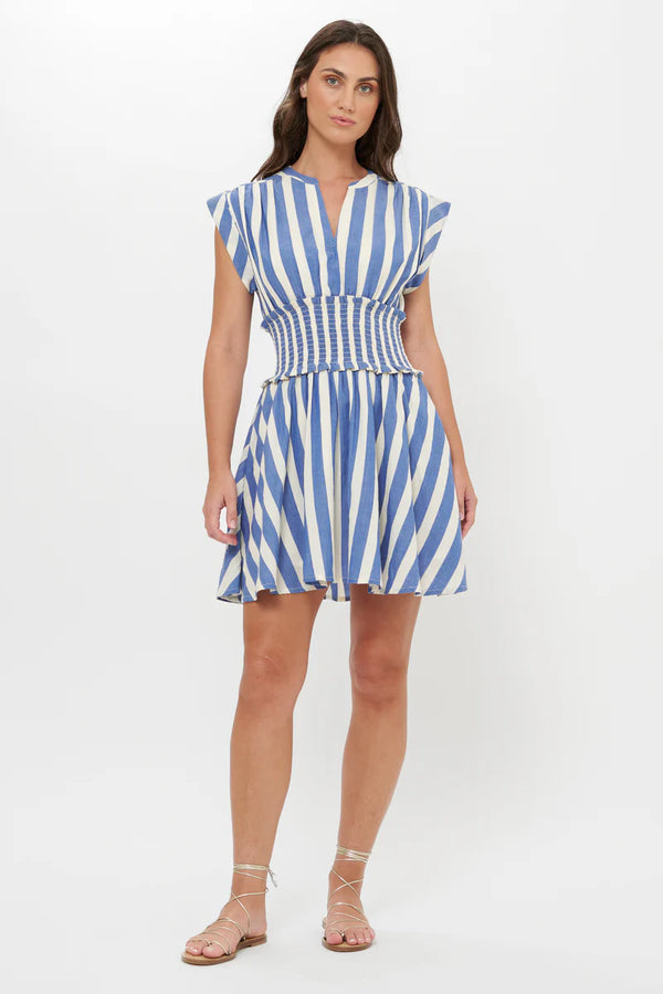 Smocked Waist Roll Sleeve