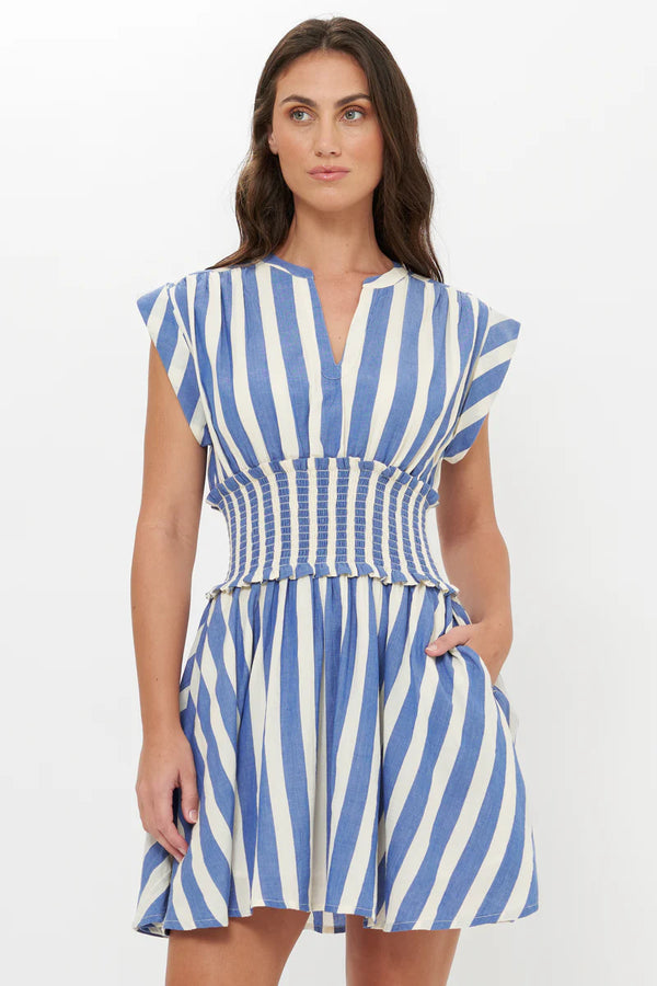 Smocked Waist Roll Sleeve