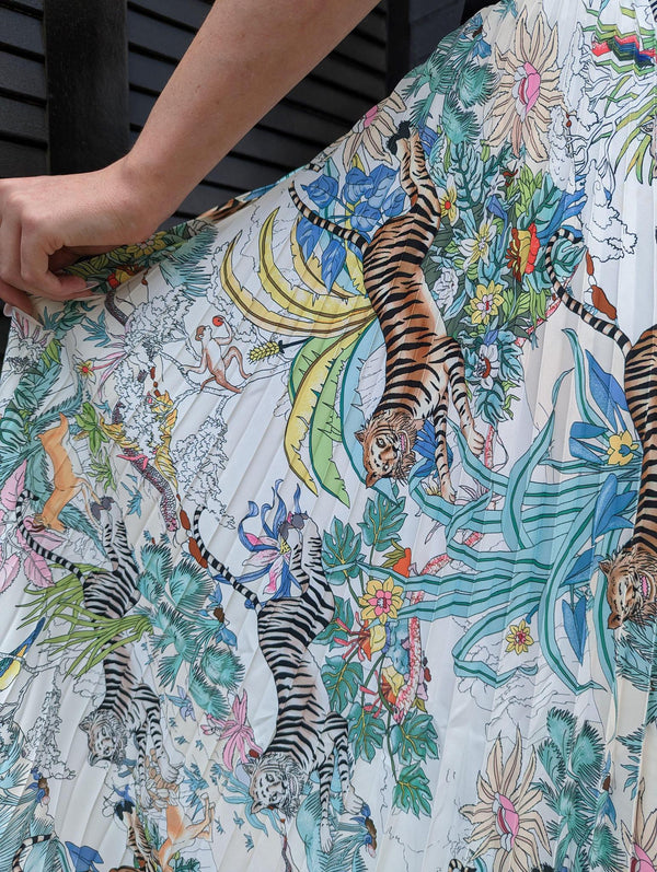 Tiger Print Pleated Skirt