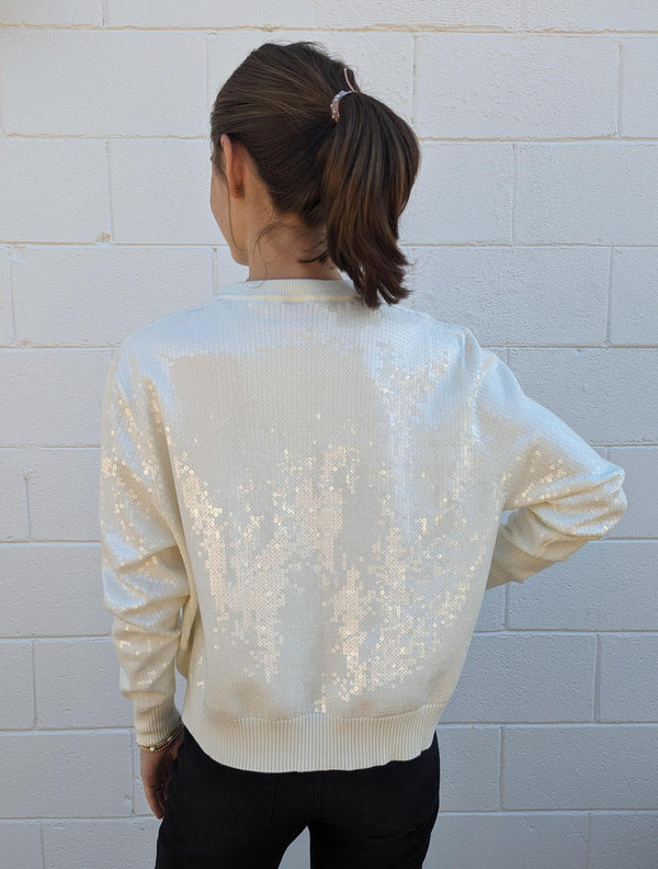 Mardi Gras Full Sequin Glitter Script Sweater