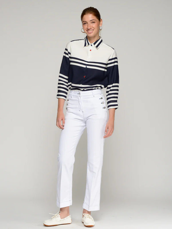 Straight Trousers with Side Buttons