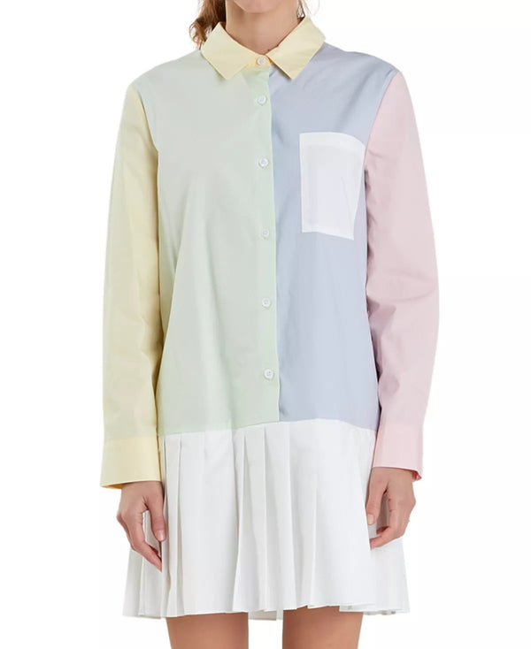 Colorblocked Shirt Dress