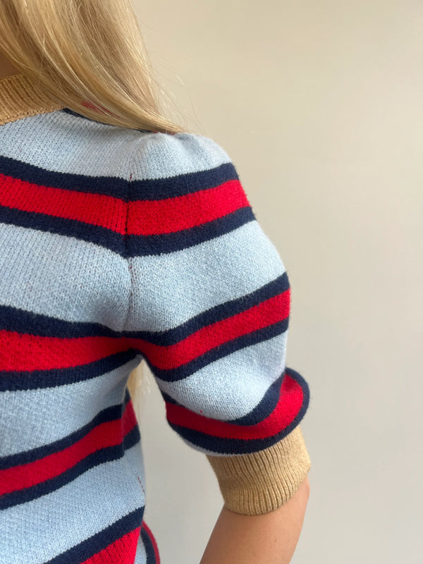 Short Sleeve Striped Knit Top