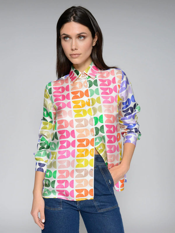 Irina Geometric Silk Shirt