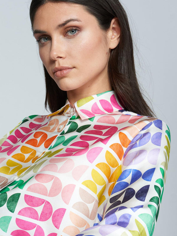 Irina Geometric Silk Shirt