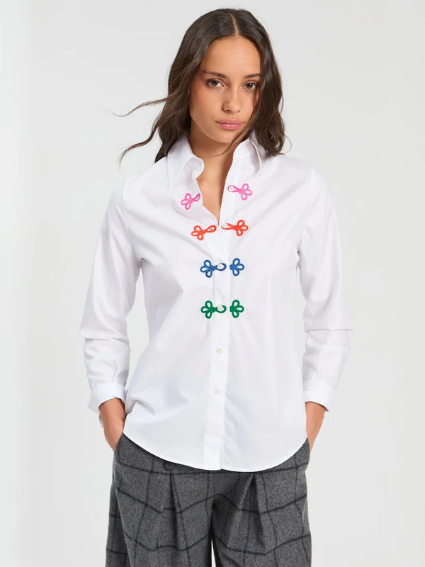 White Shirt Multicolor Frogging
