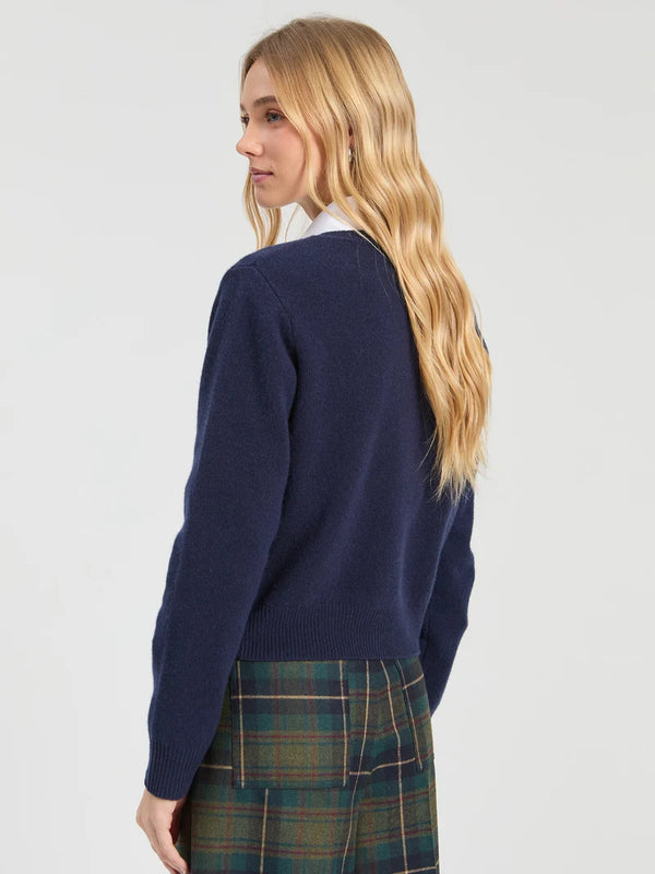 Navy Red Heart Intarsia Cardigan