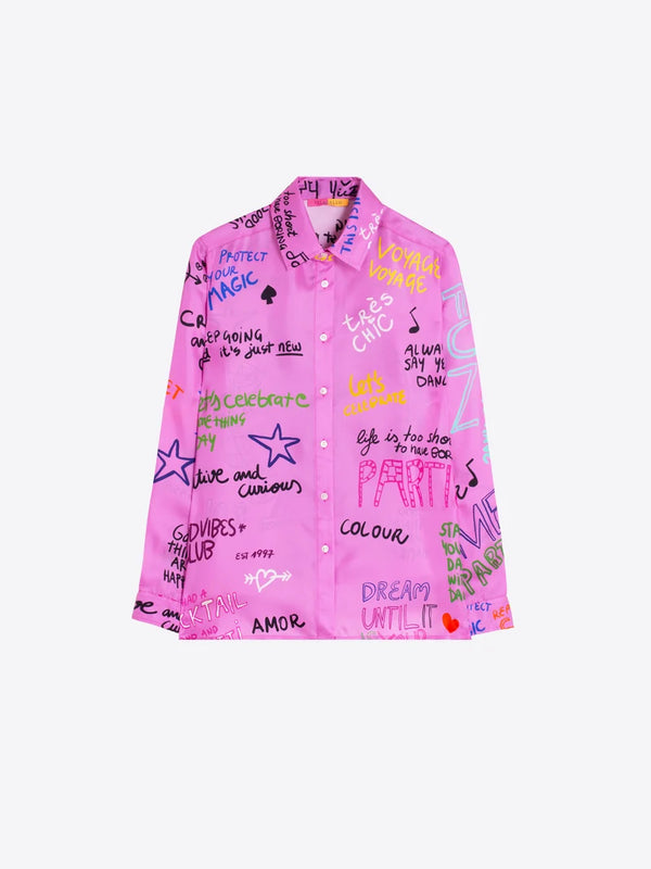 Ferris Wheel Pink Silk Shirt