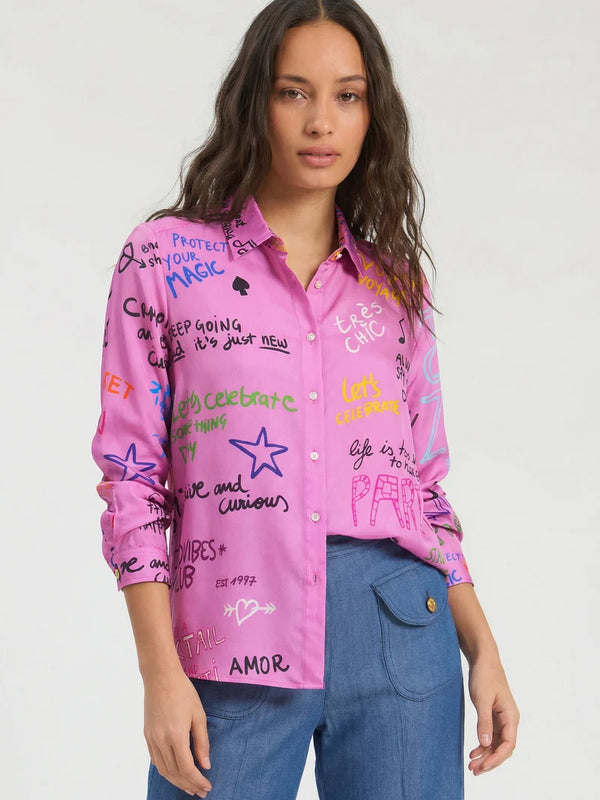 Ferris Wheel Pink Silk Shirt
