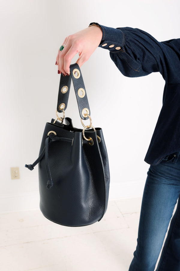 Genuine Italian Leather Big Bucket Bag