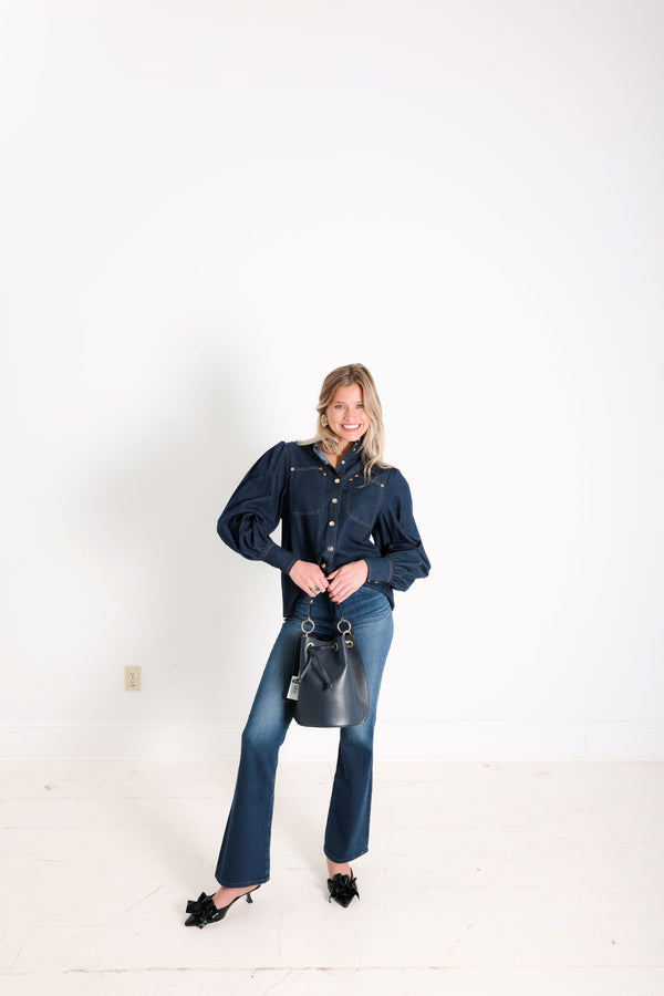 Genuine Italian Leather Big Bucket Bag