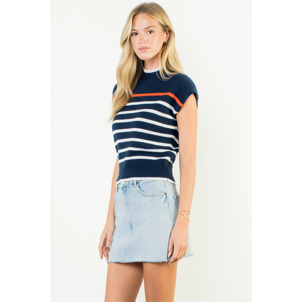 Sleeveless Striped Knit Top