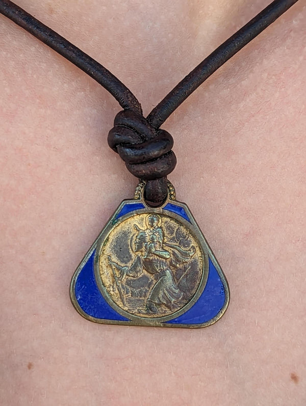 Vintage Medal of St Christopher Necklace