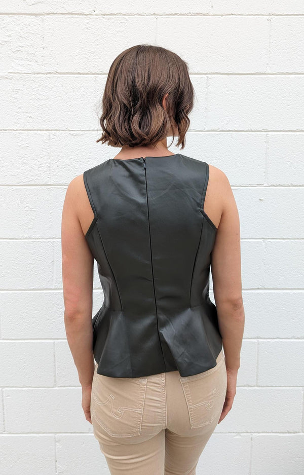 Faux Leather Flared Top
