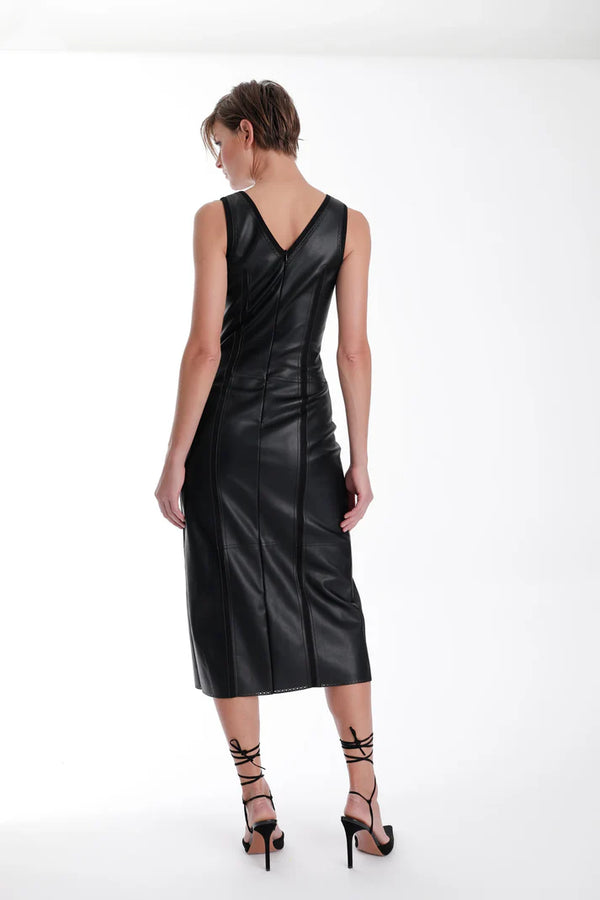 Mona Vegan Leather Midi Dress